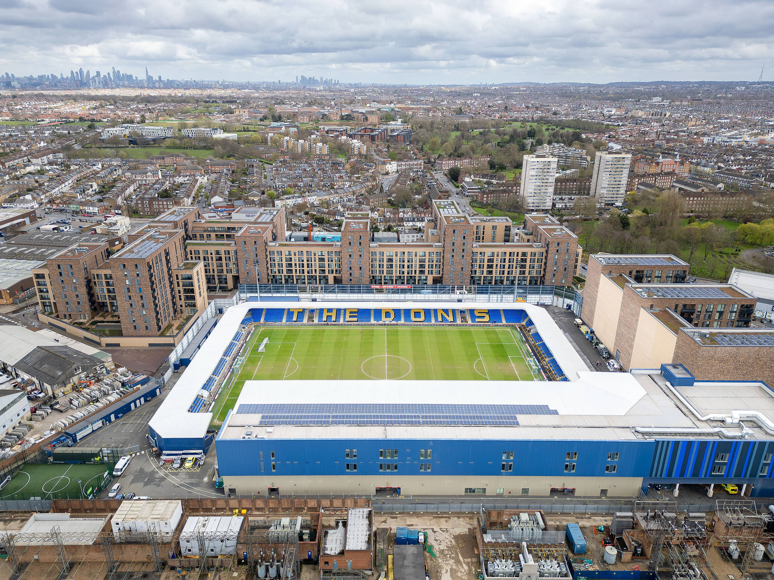 An aerial view of Plough Lane
