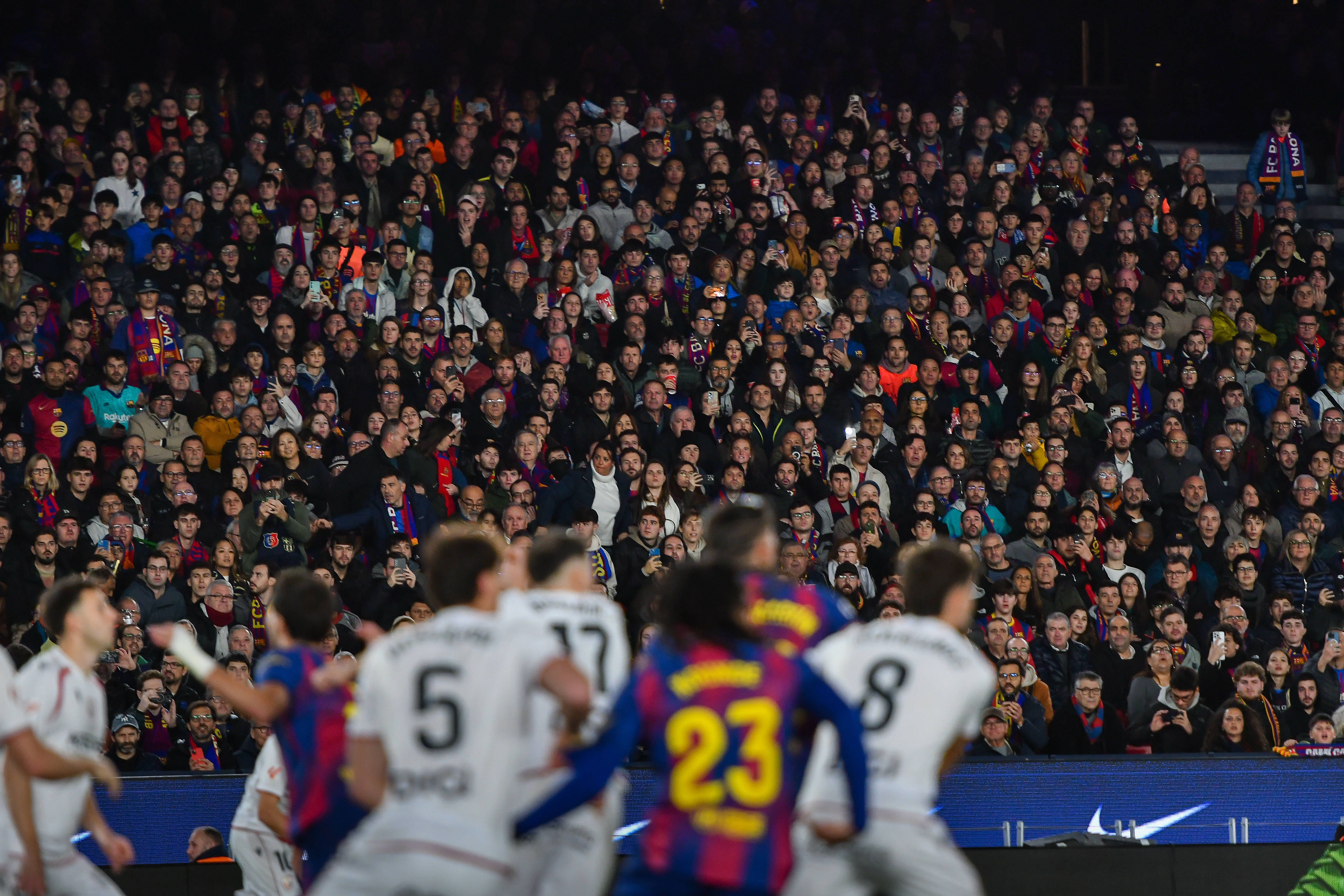 Barcelona update on whether Camp Nou capacity will increase in time for decisive Atletico Madrid clash 1 Barcelona fans watch on at the Camp Nou