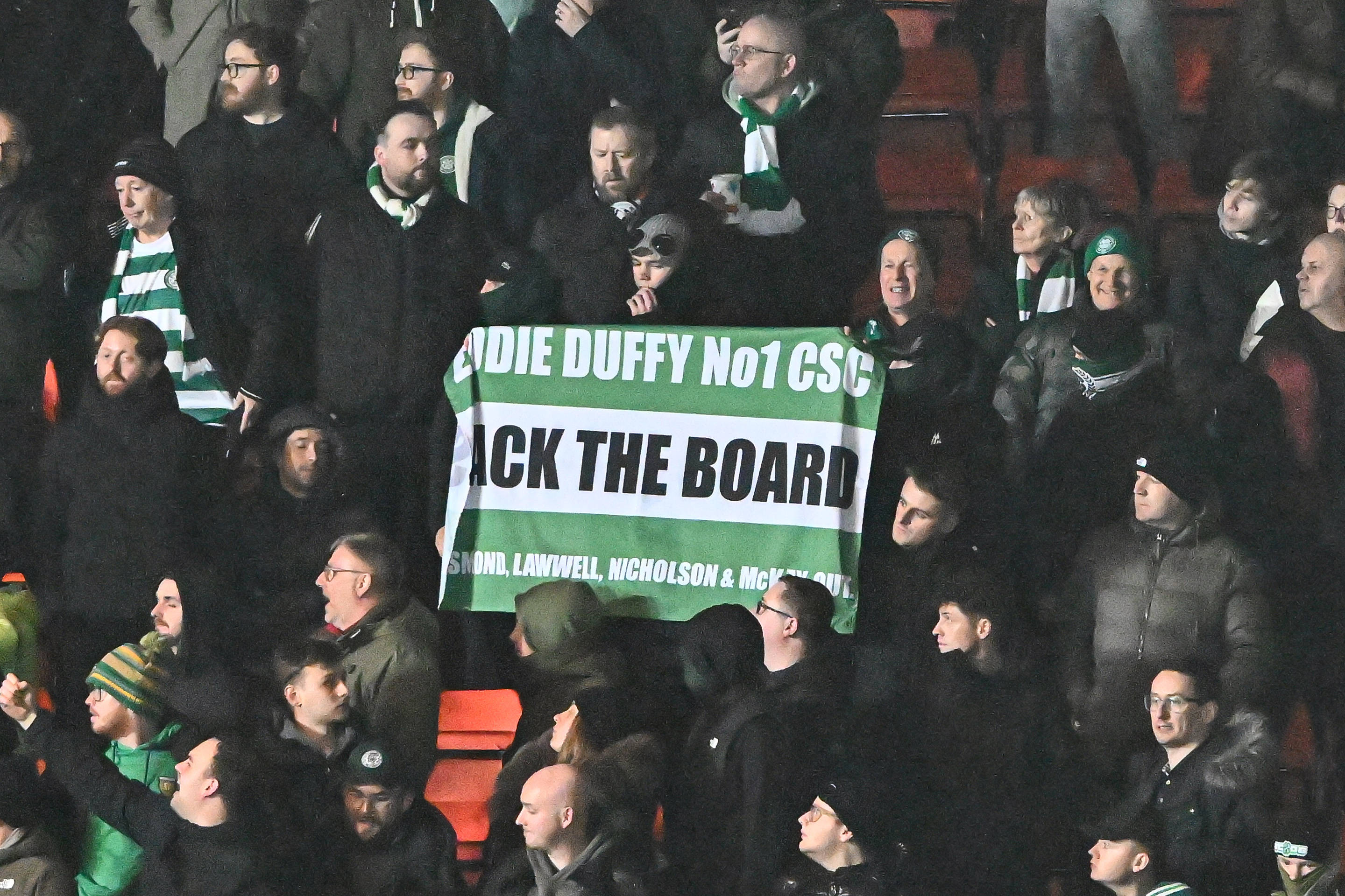 Celtic fans aim fresh dig at Parkhead board as creative tifo unveiled before beating Falkirk