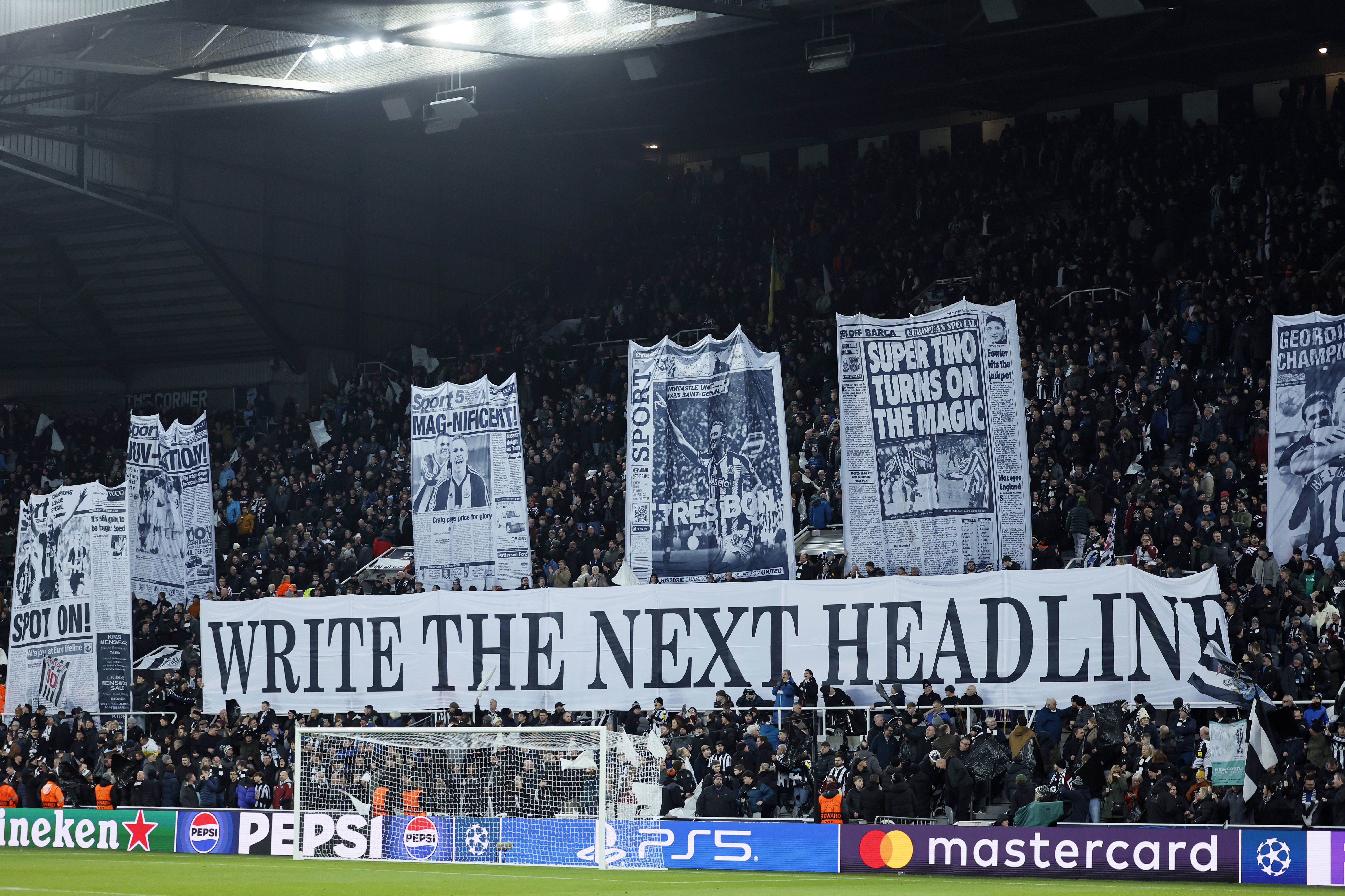 Newcastle United fans display banners