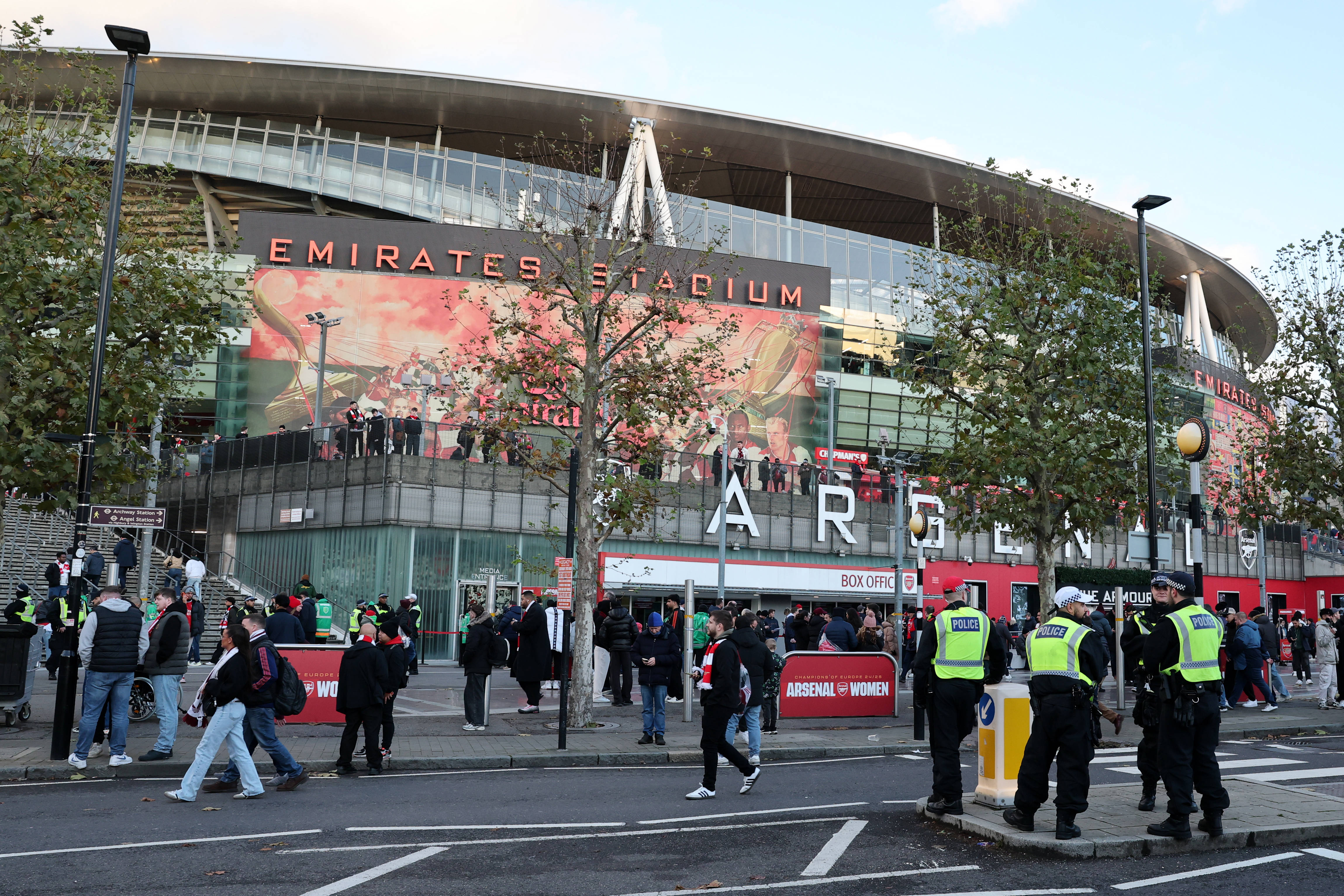 A general view outside the Emirates Stadium, London