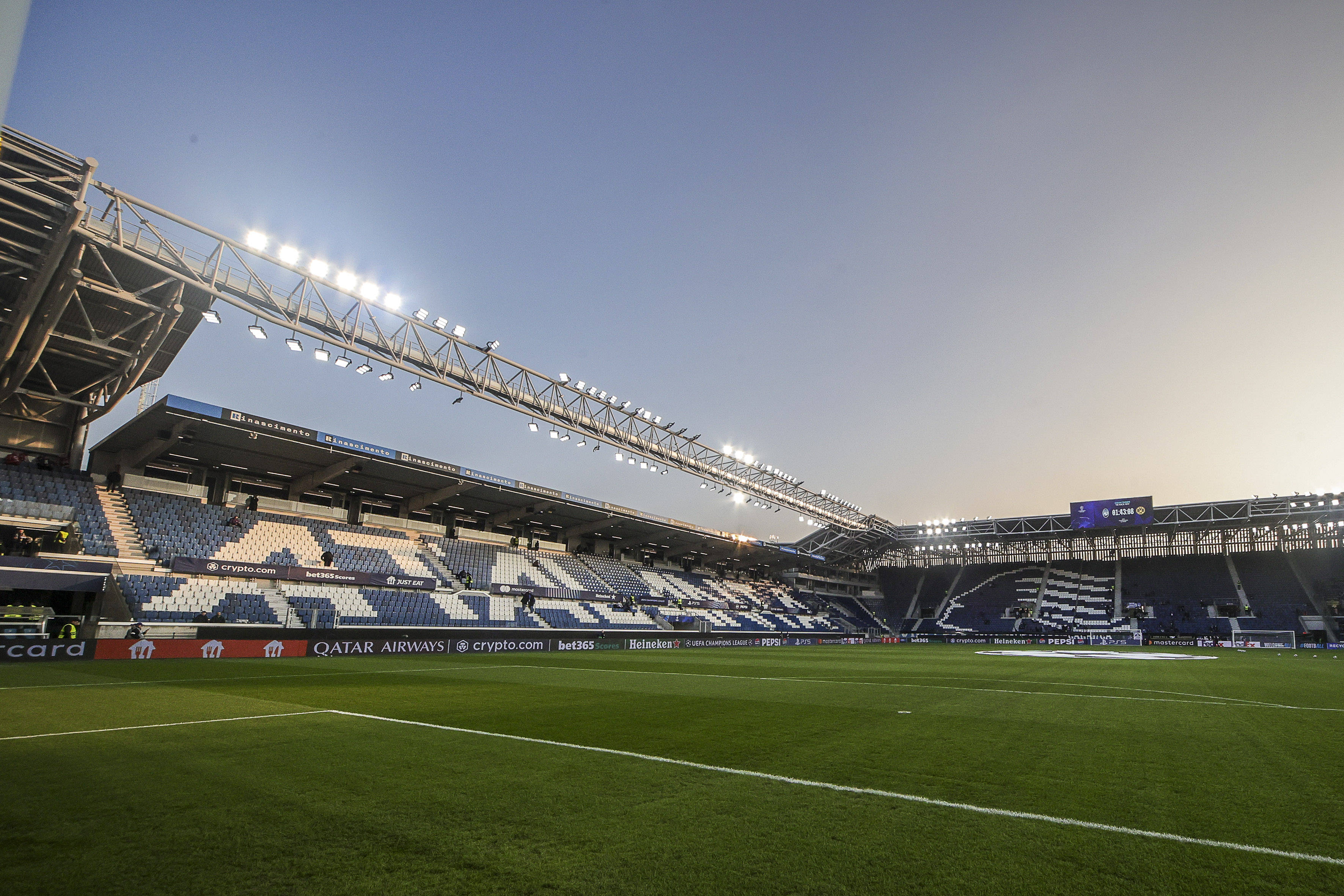 A general view inside the New Balance Arena in Bergamo, Italy