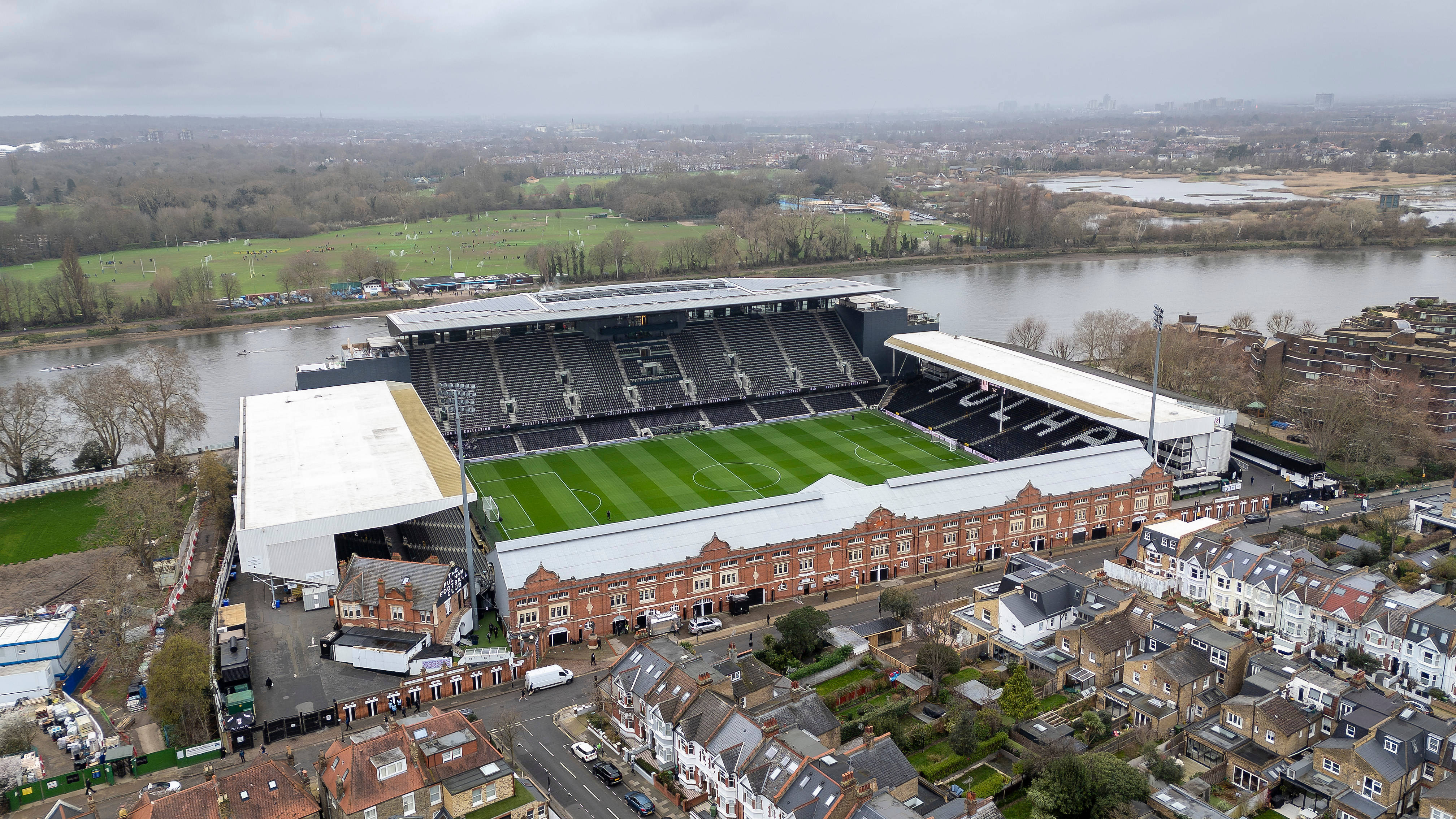 Where to Stay Near Craven Cottage 2026: Best Hotels and Accommodation for Fans 1 Aerial stadium view outside Craven Cottage
