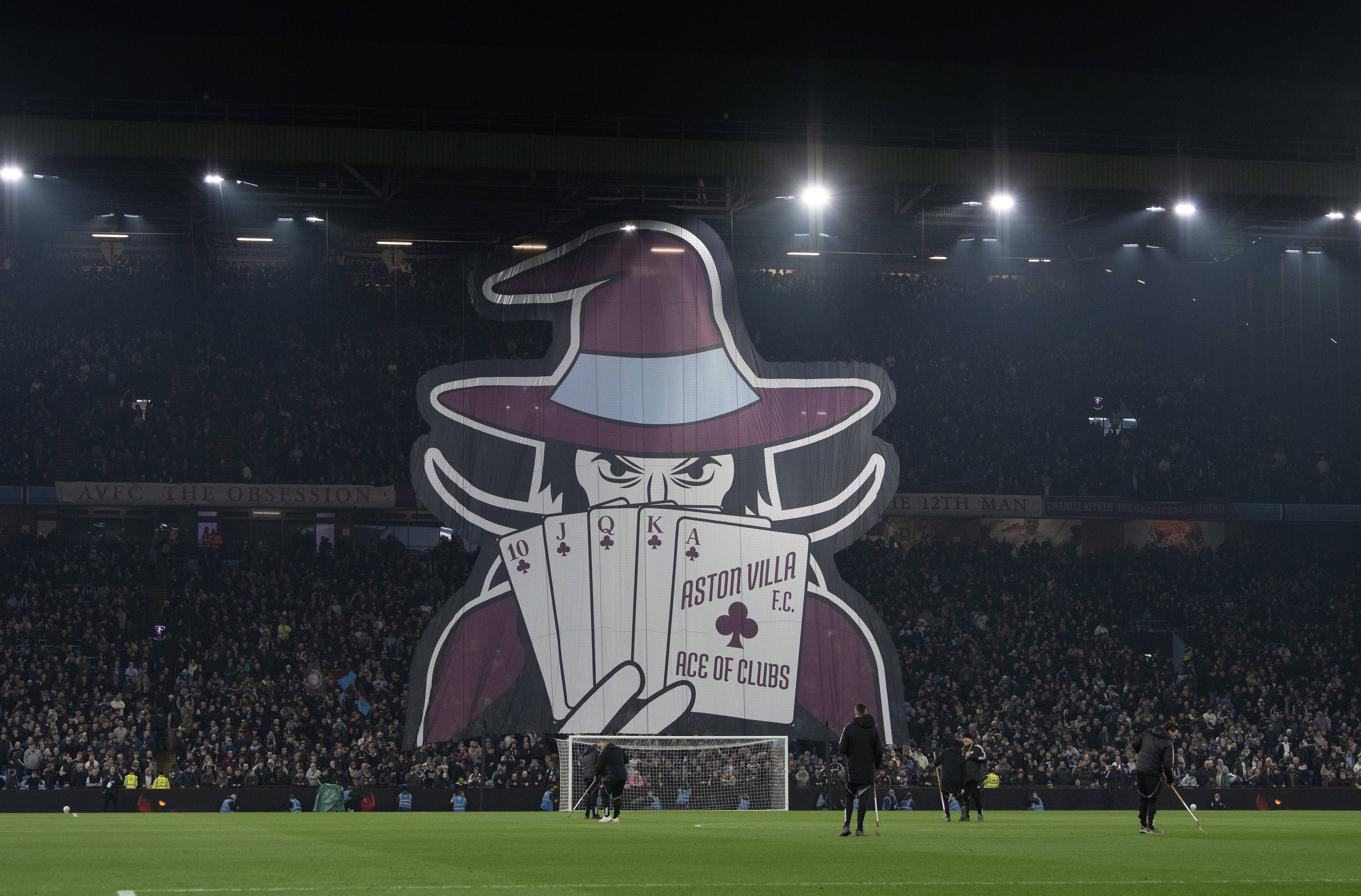 Aston Villa villain tifo before Chelsea clash