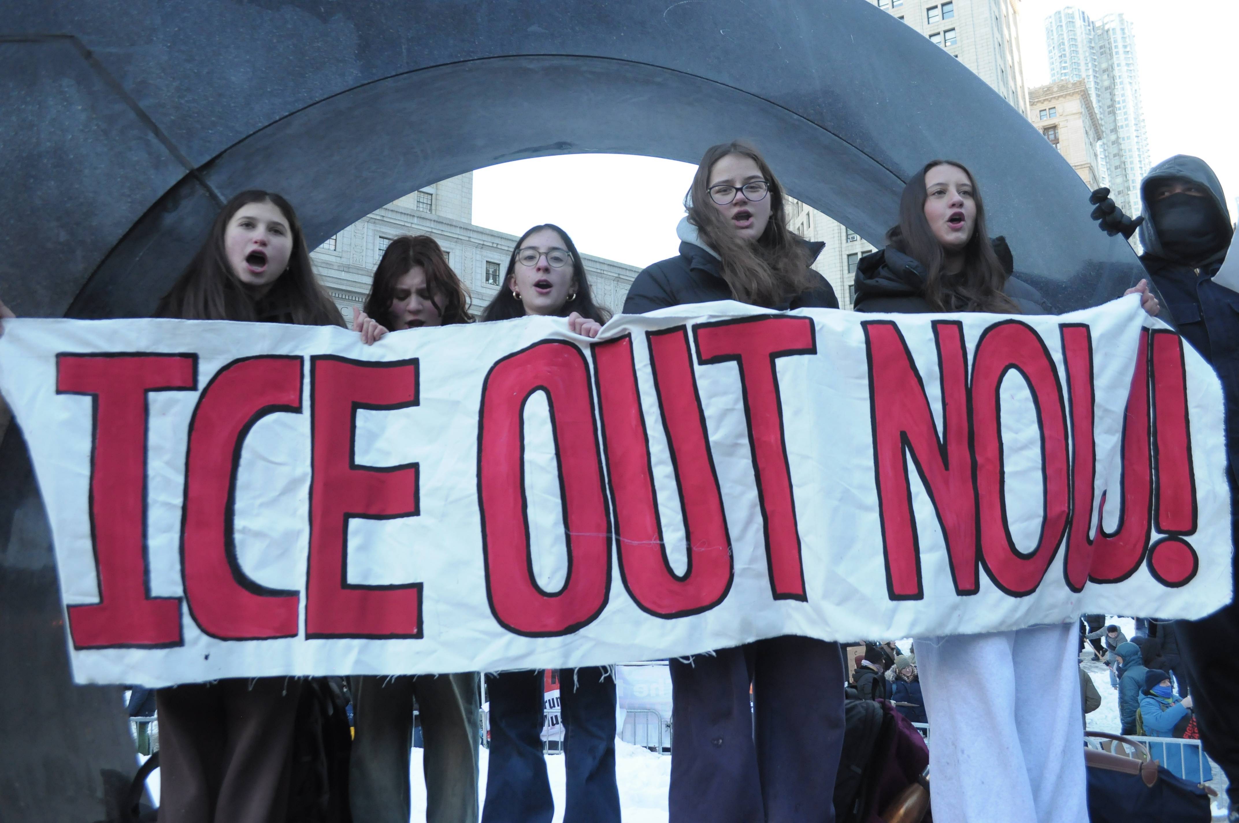 What to do if approached by ICE as a tourist at the 2026 World Cup 1 ICE protesters hold a banner in Manhattan, New York City, near to where the 2026 World Cup final will be held